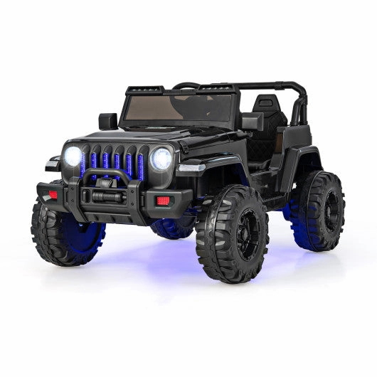 12V Kids Ride-on Jeep Car With 2.4 G Remote Control-Solid Black