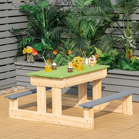 3-in-1 Outdoor Wooden Kids Water Sand Table With Play Boxes