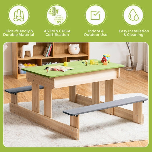 3-in-1 Outdoor Wooden Kids Water Sand Table With Play Boxes