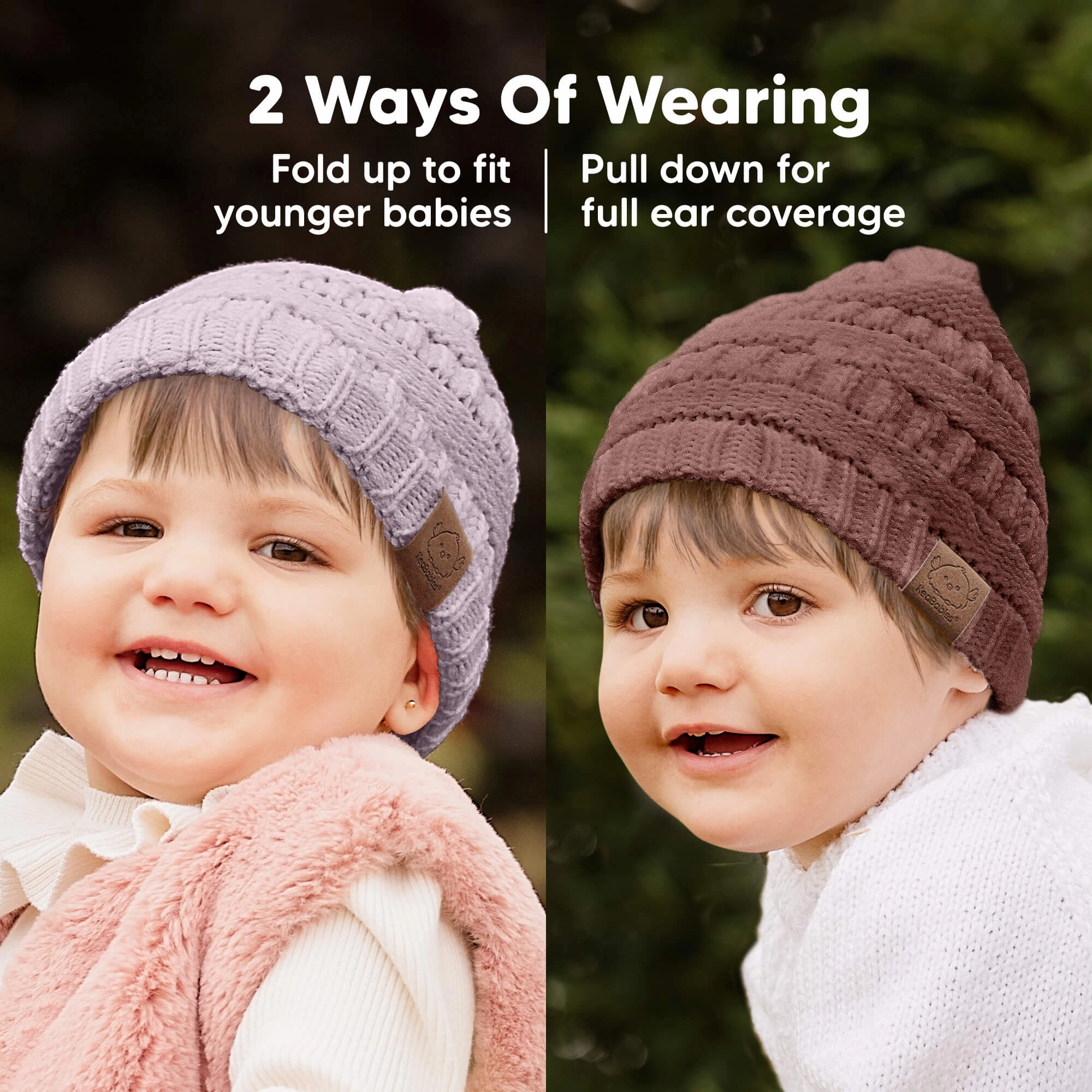 3-Pack Warmzy Baby Beanies (Mauve, M)