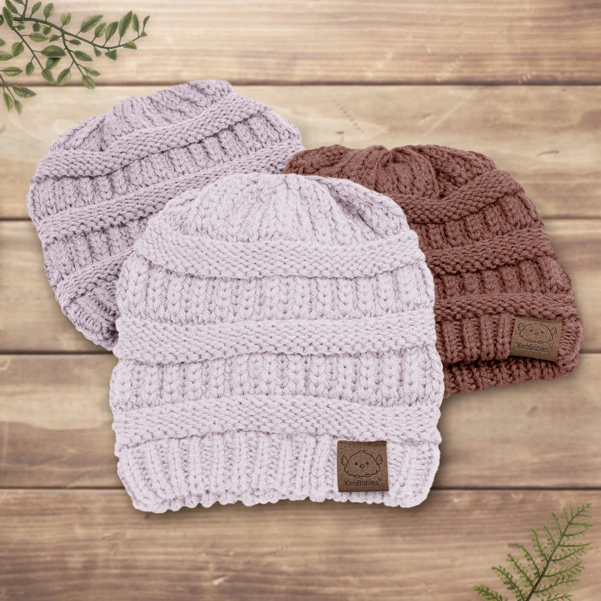 3-Pack Warmzy Baby Beanies (Mauve, M)
