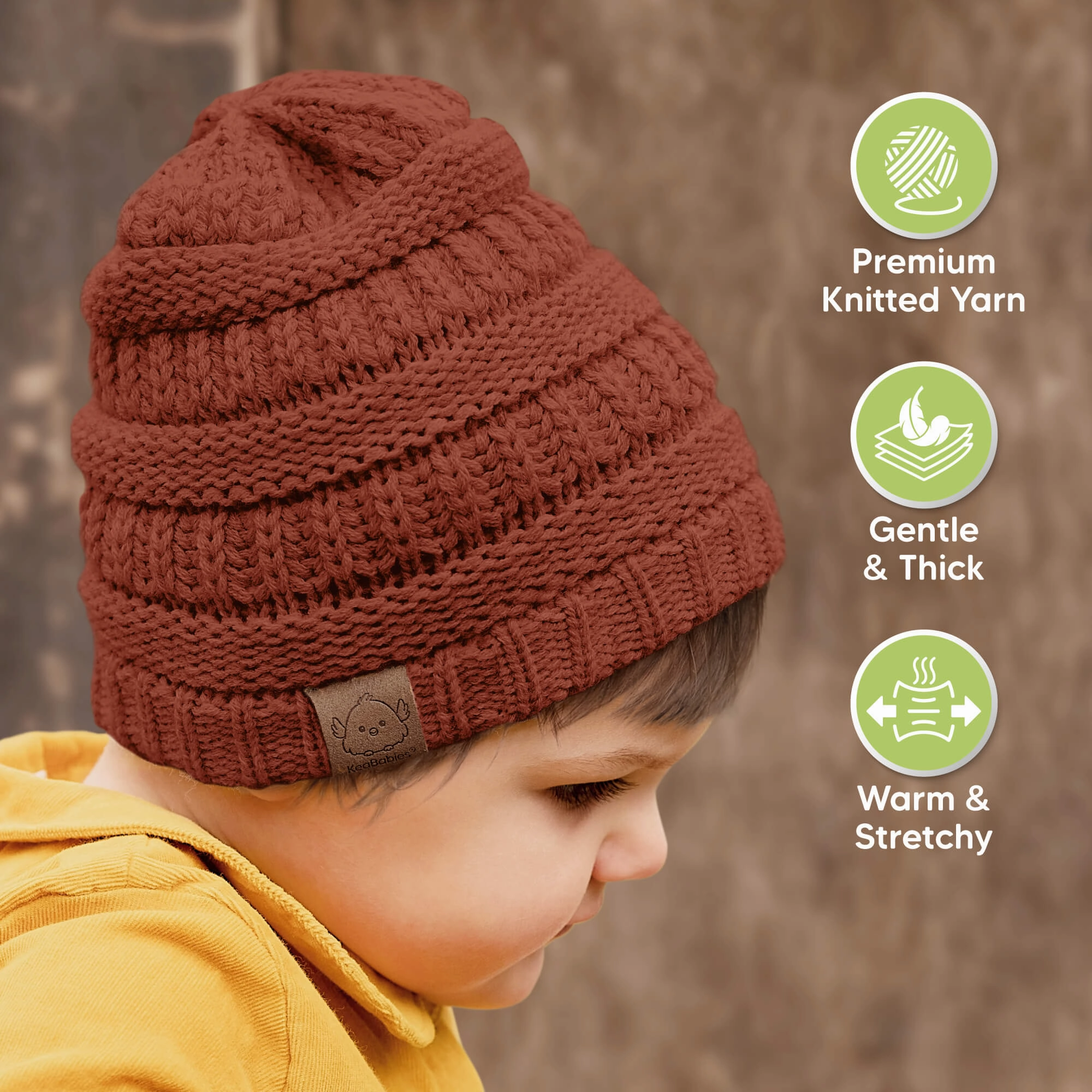 3-Pack Warmzy Baby Beanies (Terracotta, M)
