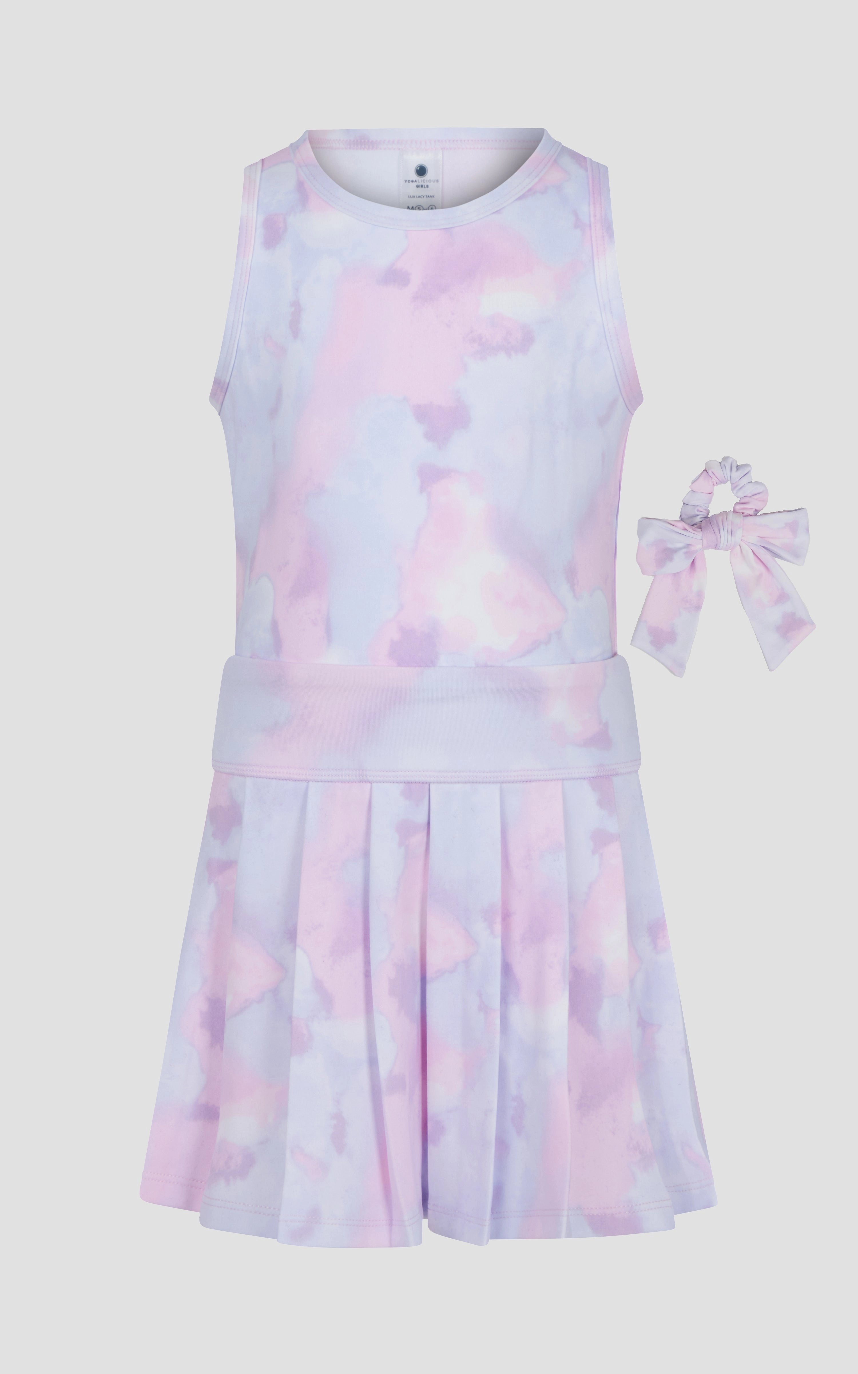 4-6X 3PC Lux Tank   Pleated Skort   Scrunchie Set