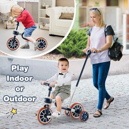 4-in-1 Kids Trike Bike With Adjustable Parent Push Handle and Seat Height-Navy