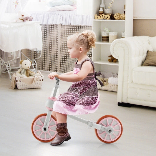 4-in-1 Kids Trike Bike With Adjustable Parent Push Handle and Seat Height-Pink