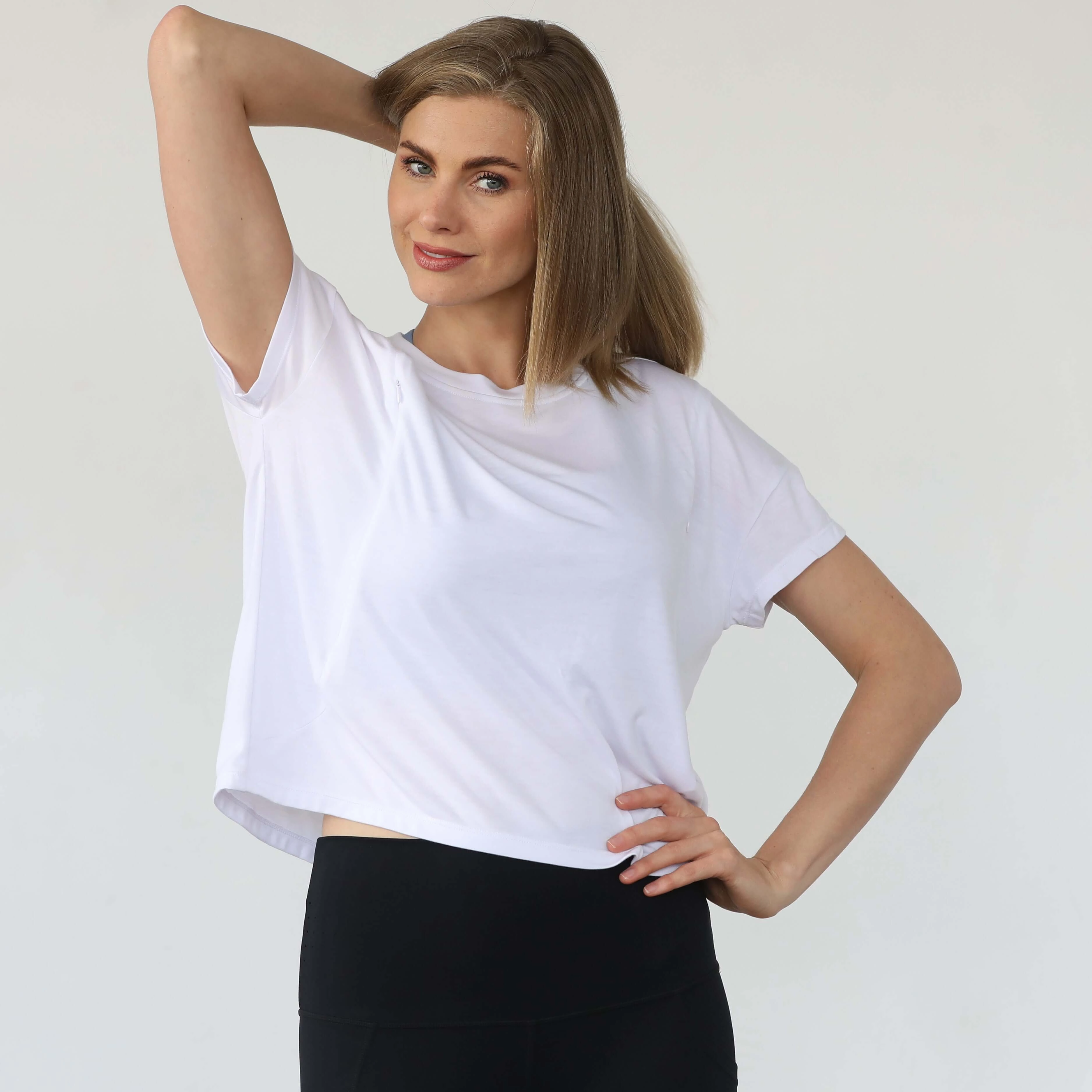 Abigail Short Sleeve Nursing T-Shirt  | Blanc