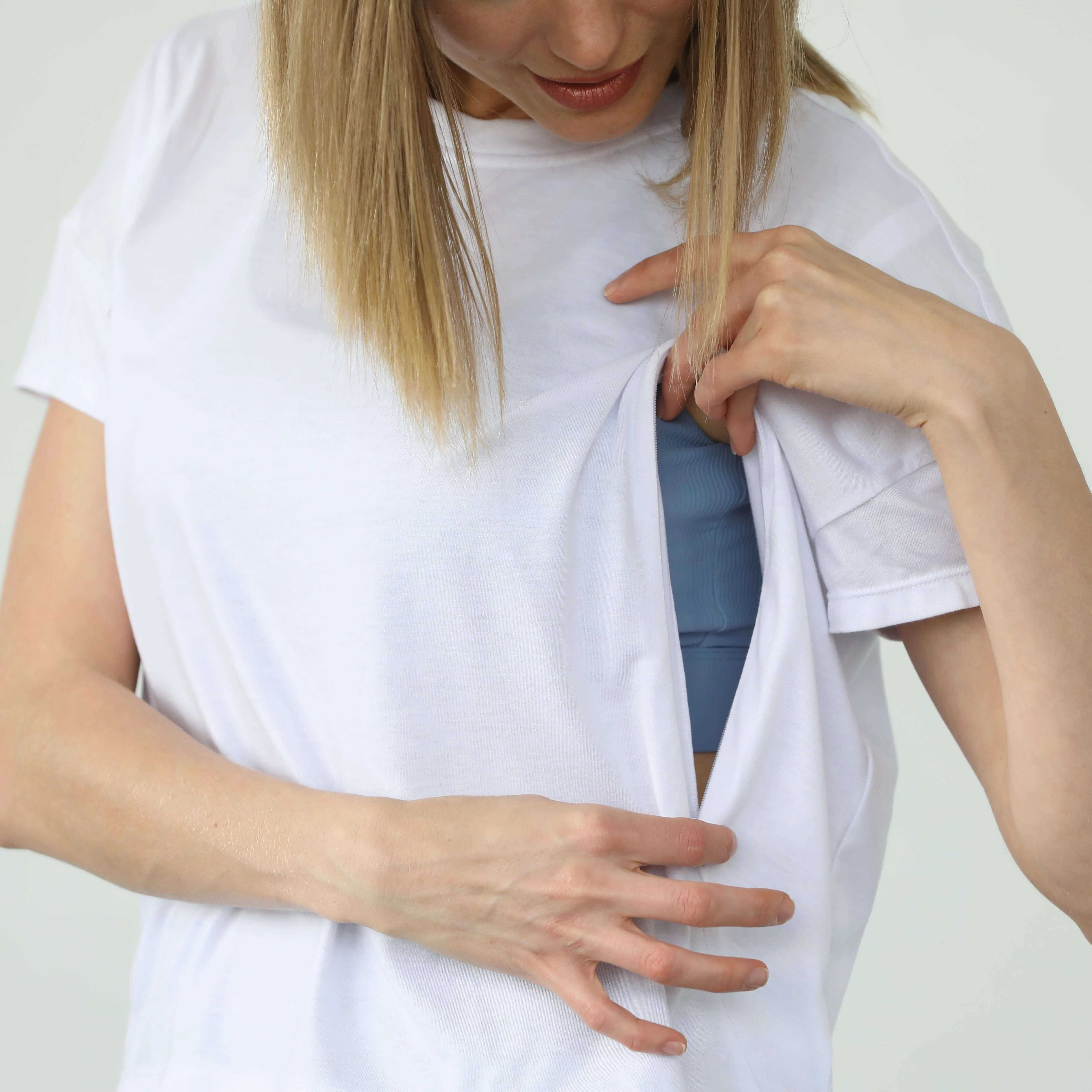 Abigail Short Sleeve Nursing T-Shirt  | Blanc