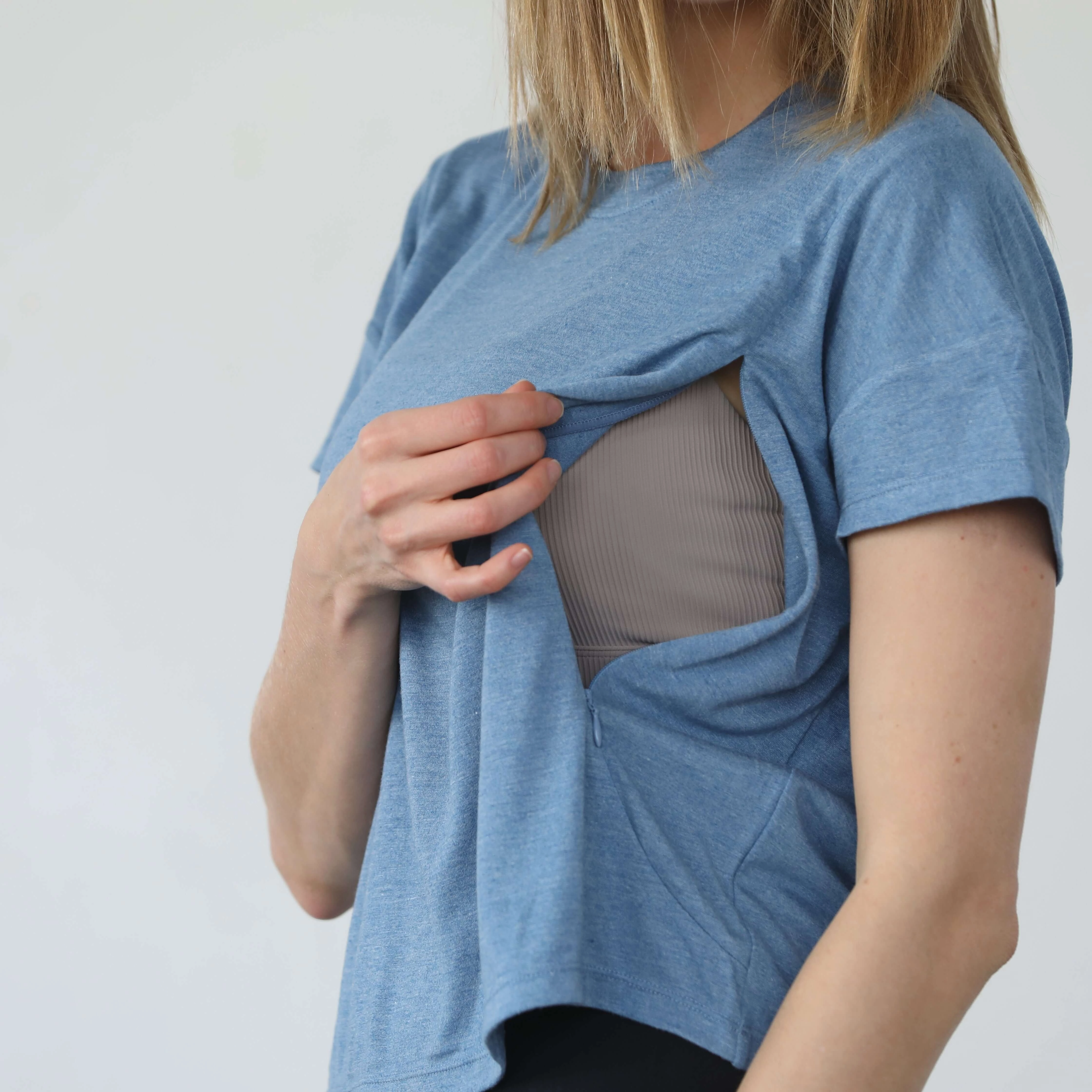 Abigail Short Sleeve Nursing T-Shirt | Pacific Blue