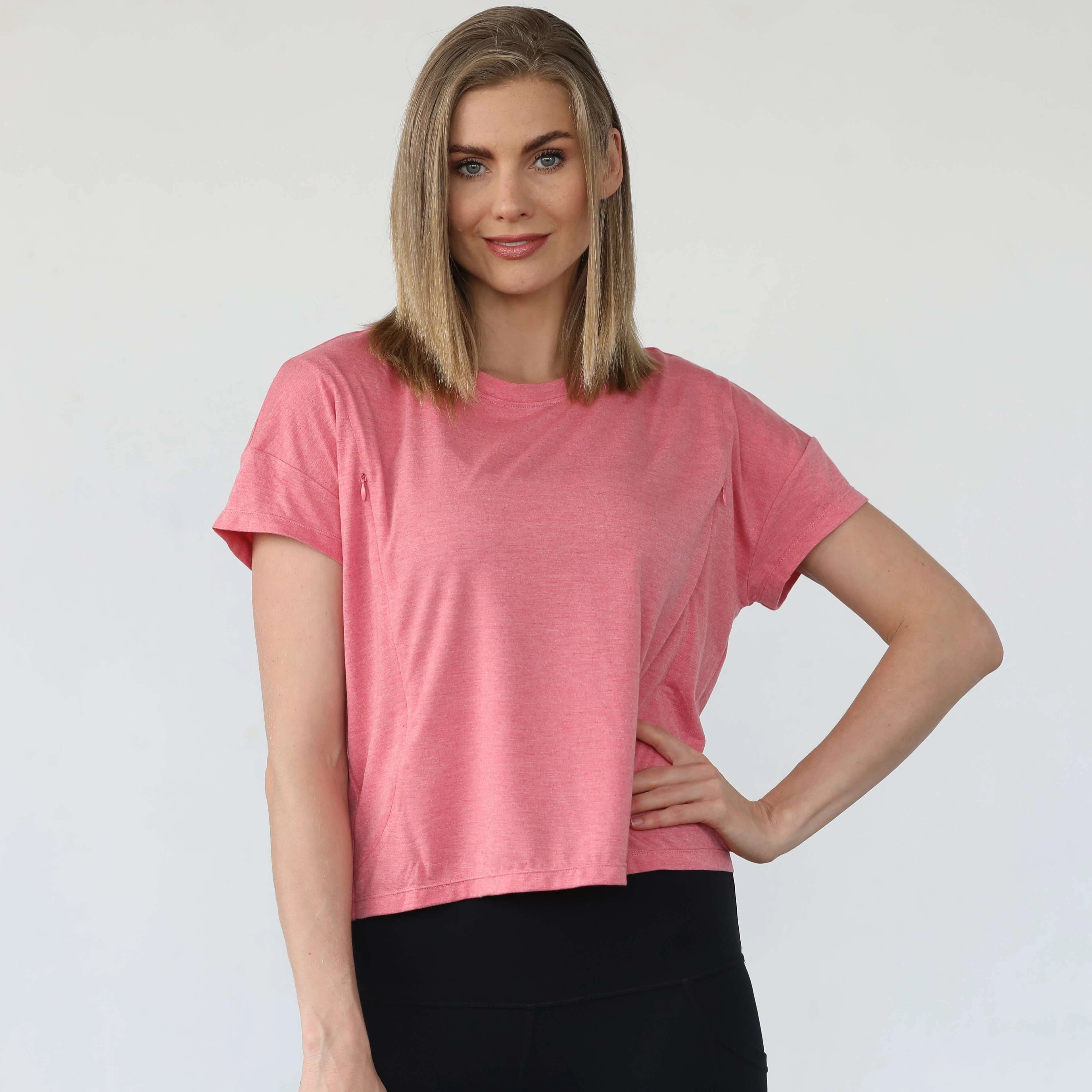 Abigail Short Sleeve Nursing T-Shirt  | Sugar Coral