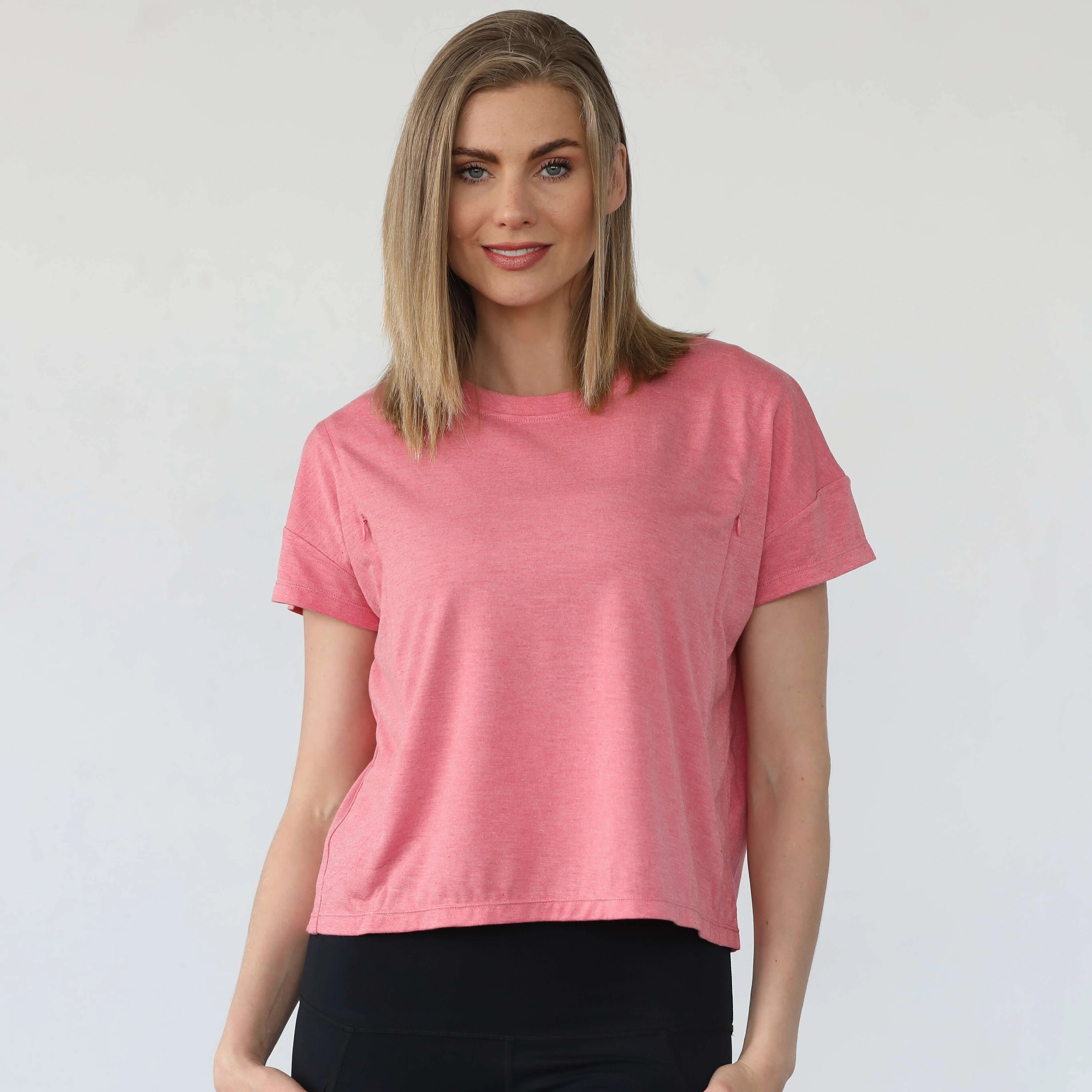 Abigail Short Sleeve Nursing T-Shirt  | Sugar Coral