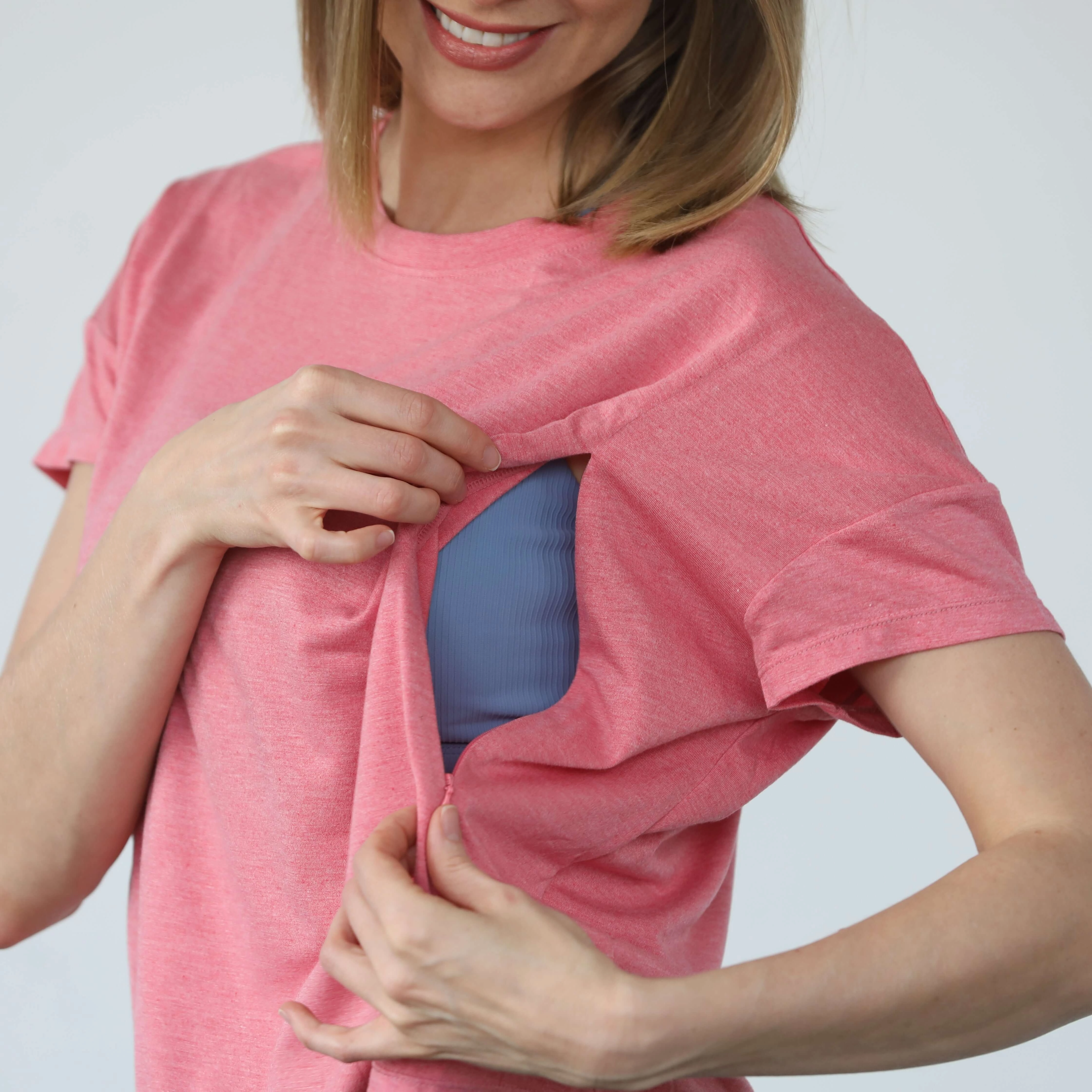 Abigail Short Sleeve Nursing T-Shirt  | Sugar Coral