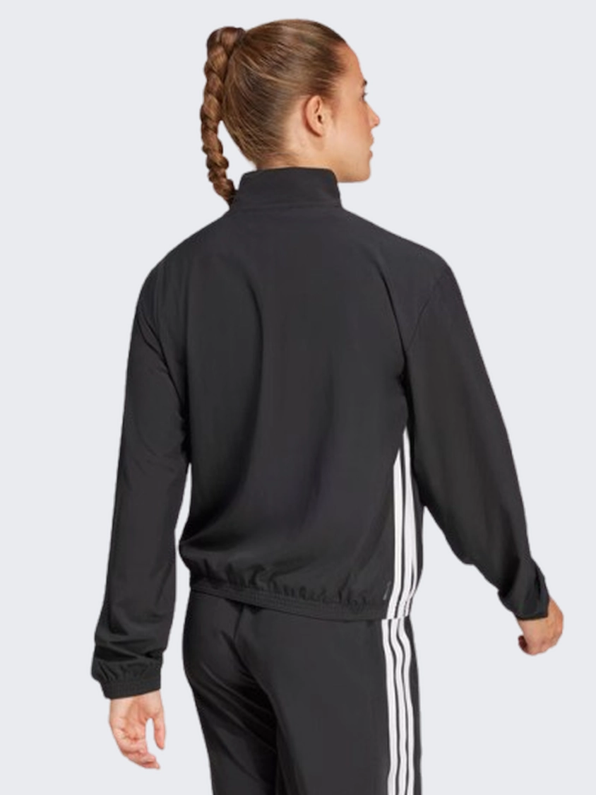 Adidas Train Essentials 3 Stripes Woven Warm Up Women Training Track Top Black/White