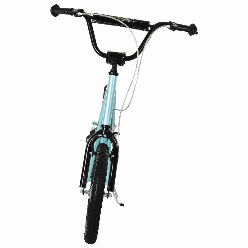 Aosom Youth Scooter Kick Scooter for Kids 5  with Adjustable Handlebar 16" Front and Rear Dual Brakes Inflatable Wheels, Blue