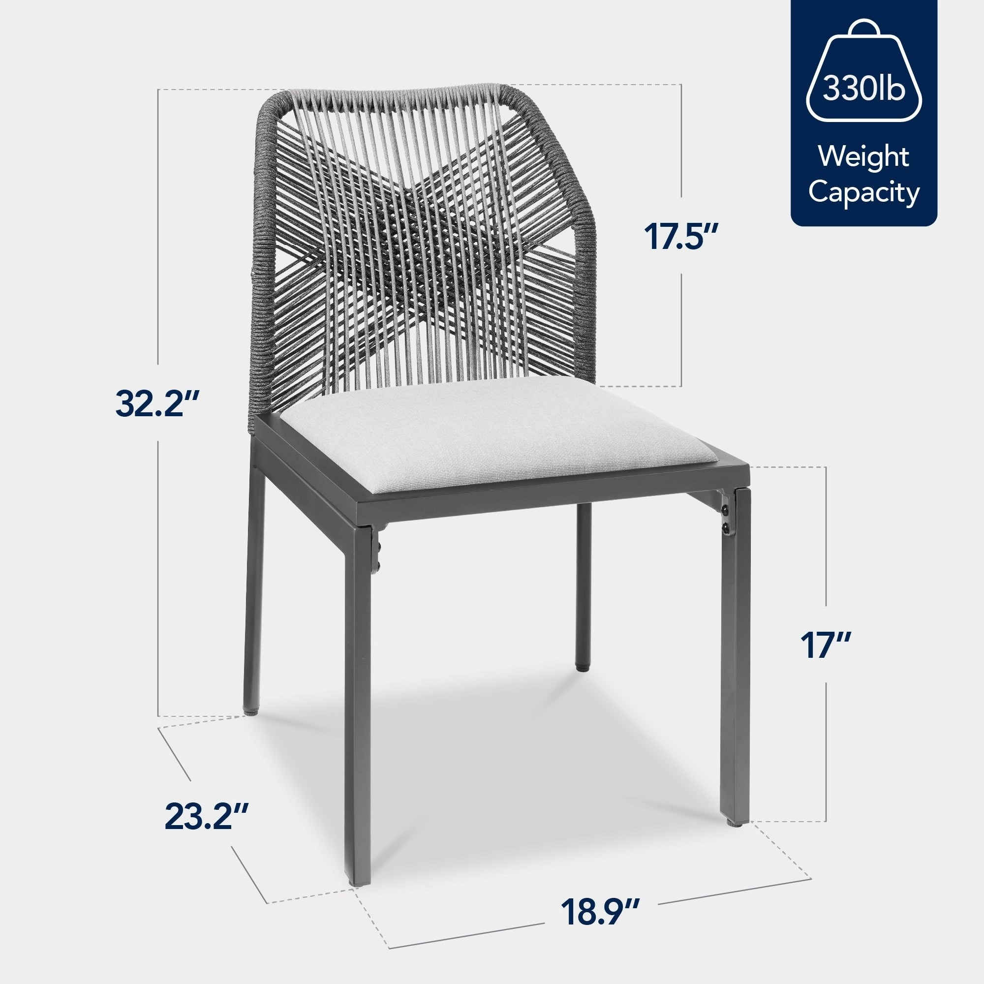 Best Choice Products Set of 2 Indoor/Outdoor Aluminum Woven Side Dining Chairs w/ All-Weather Rope - Charcoal/Graphite