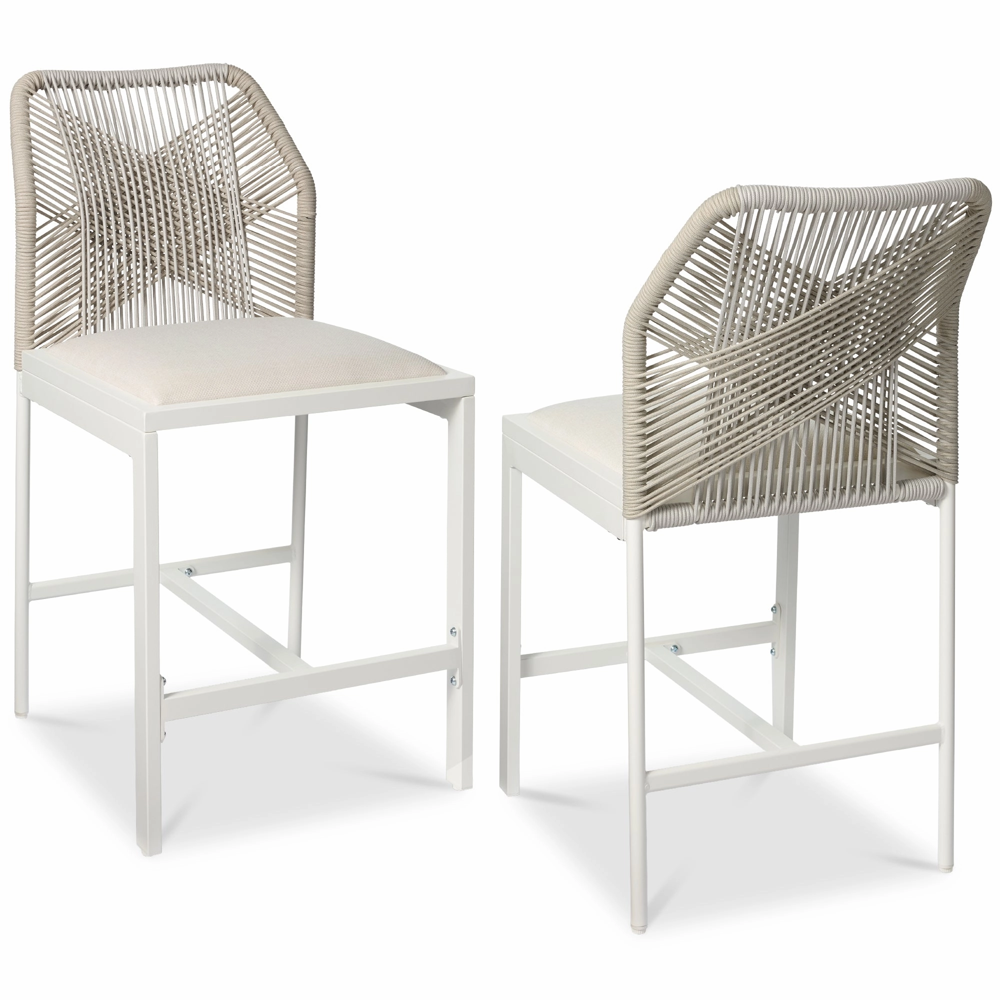 Best Choice Products Set of 2 Indoor Outdoor Counter Height Barstools w/ All-Weather Rope & Aluminum