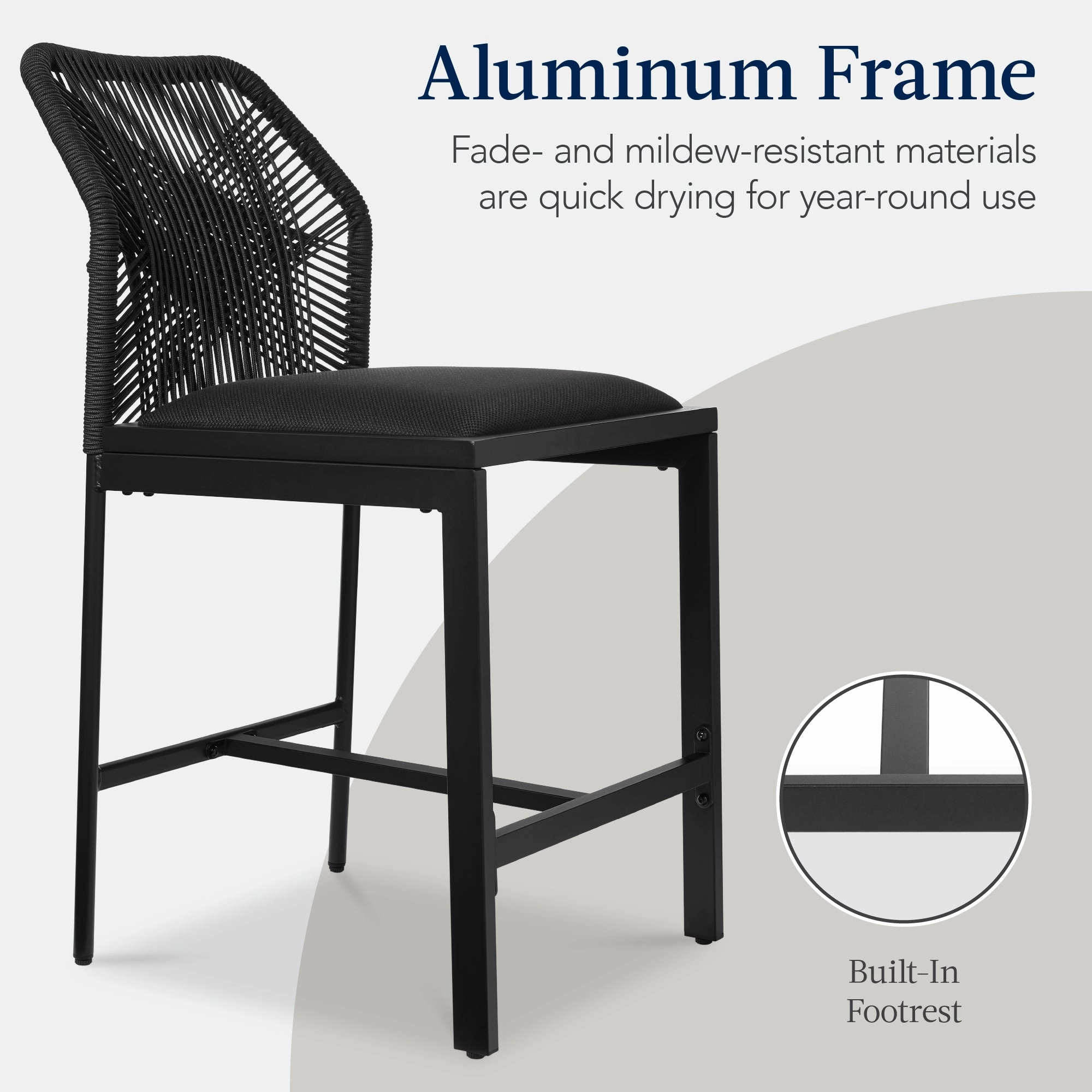 Best Choice Products Set of 2 Indoor Outdoor Counter Height Barstools w/ All-Weather Rope & Aluminum