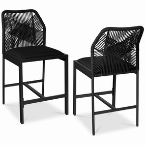 Best Choice Products Set of 2 Indoor Outdoor Counter Height Barstools w/ All-Weather Rope & Aluminum
