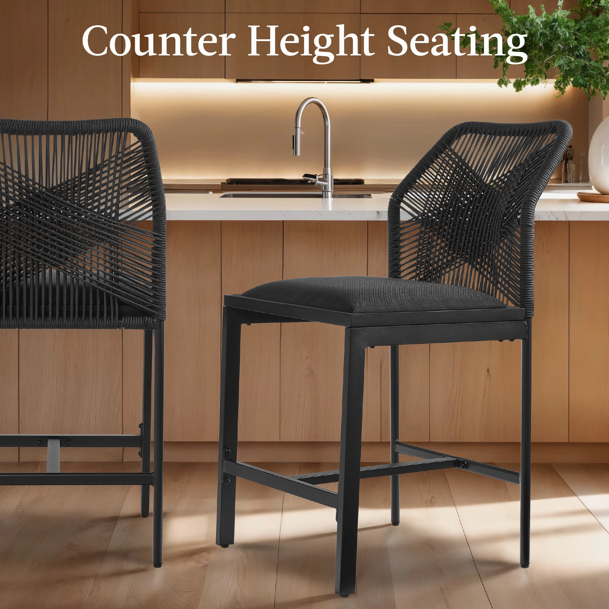 Best Choice Products Set of 2 Indoor Outdoor Counter Height Barstools w/ All-Weather Rope & Aluminum