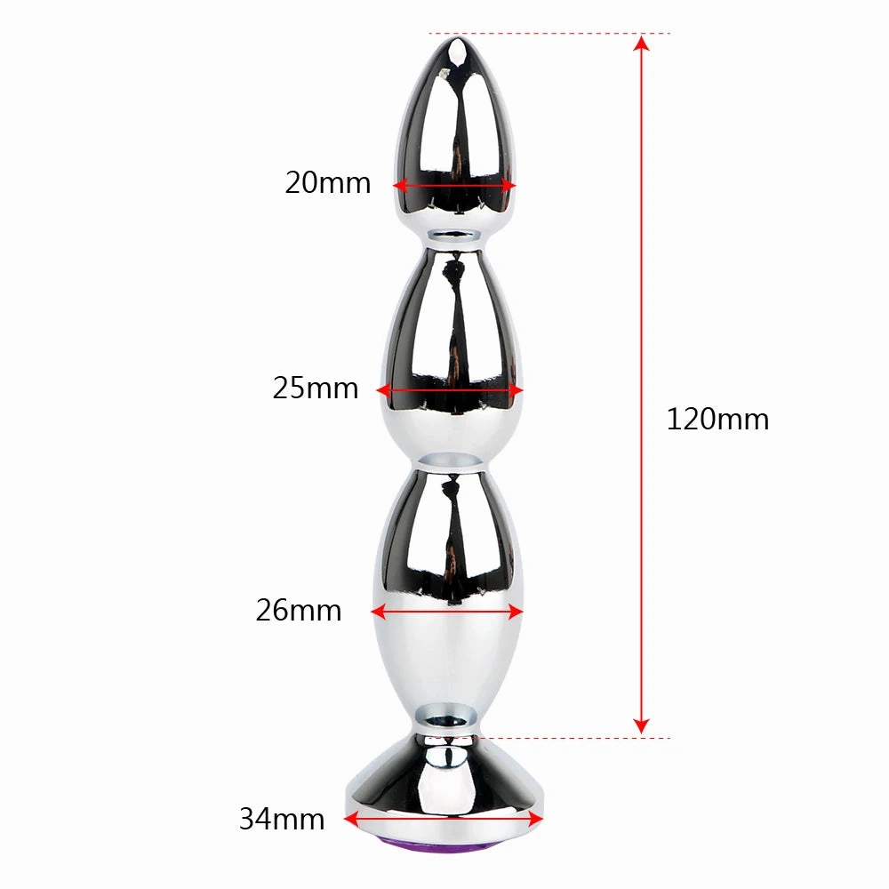 Big Size Jewel Anal Plug Massage Metal Anal Beads for Women & Men