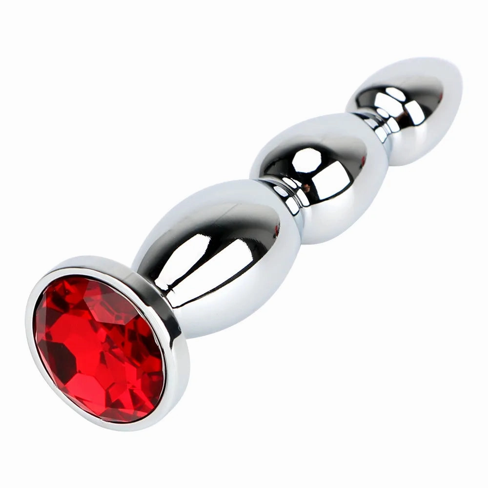 Big Size Jewel Anal Plug Massage Metal Anal Beads for Women & Men