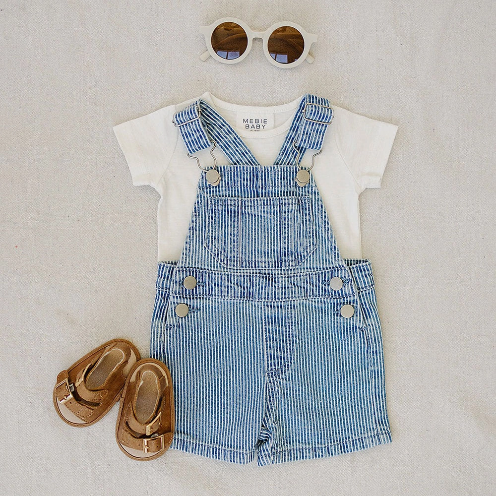 Blue Stripe Short Overalls