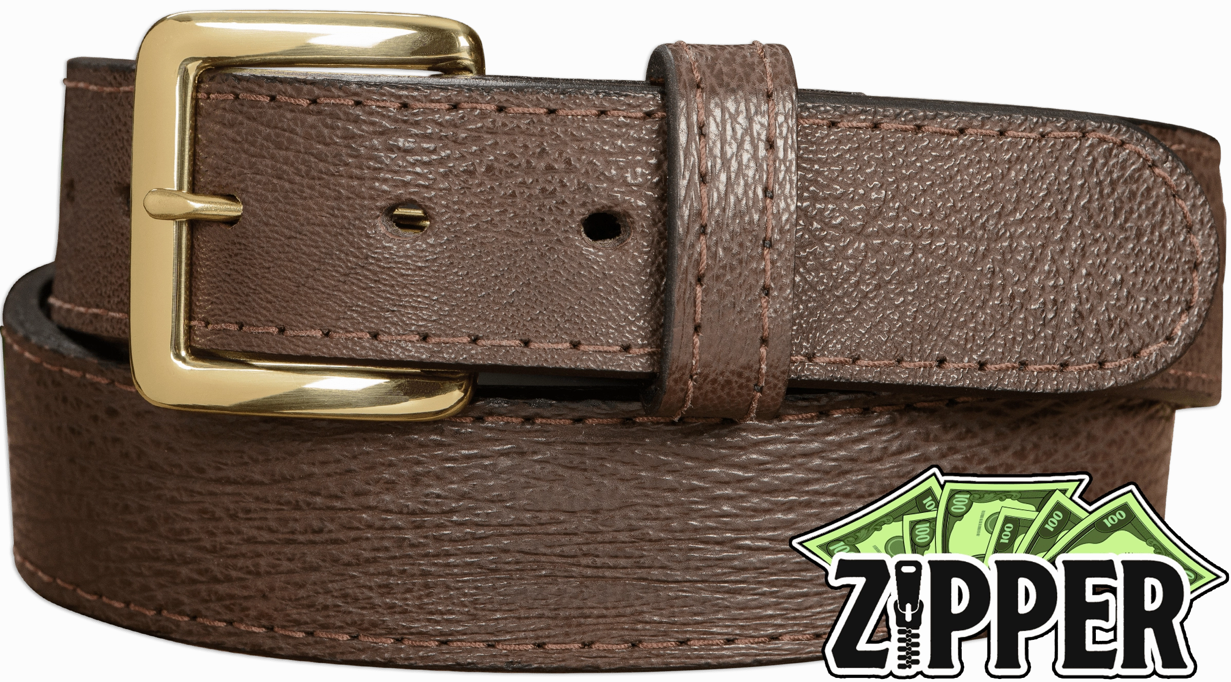 Brown Shark Money Belt With 25" Zipper 1.50" Wide