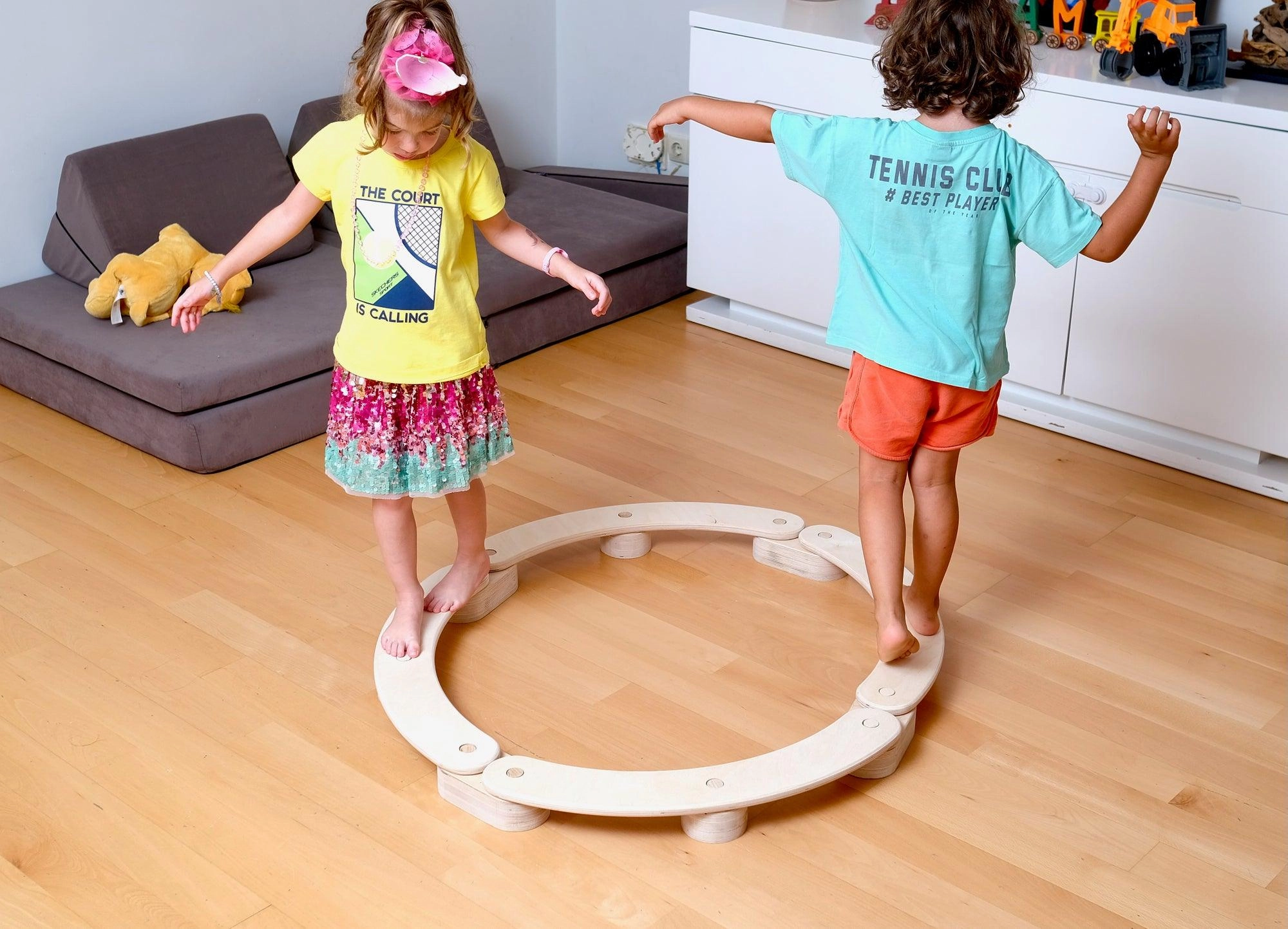 Circular Wooden Balance Beam Set | Montessori