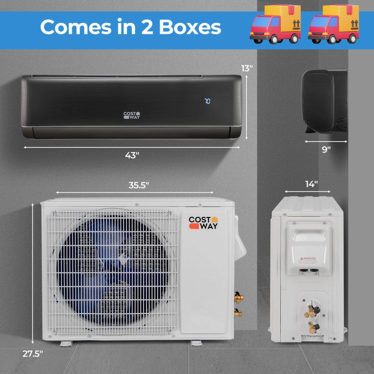 Costway 24000 BTU 21 SEER2 208-230V Mini Split Air Conditioner and Heater Gray Wifi Enabled