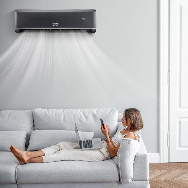 Costway 24000 BTU 21 SEER2 208-230V Mini Split Air Conditioner and Heater Gray Wifi Enabled