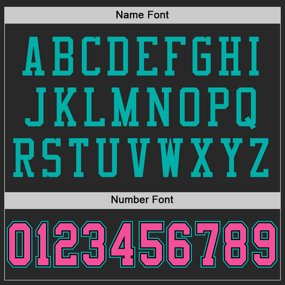 Custom Black Pink-Aqua Mesh Authentic Football Jersey