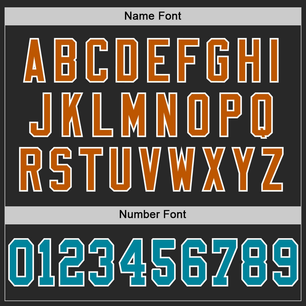 Custom Black Teal-Texas Orange Mesh Authentic Football Jersey
