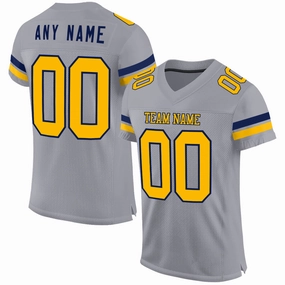 Custom Gray Gold-White Mesh Authentic Football Jersey