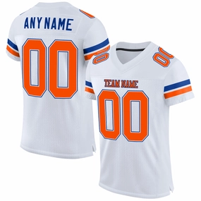 Custom White Orange-Royal Mesh Authentic Football Jersey