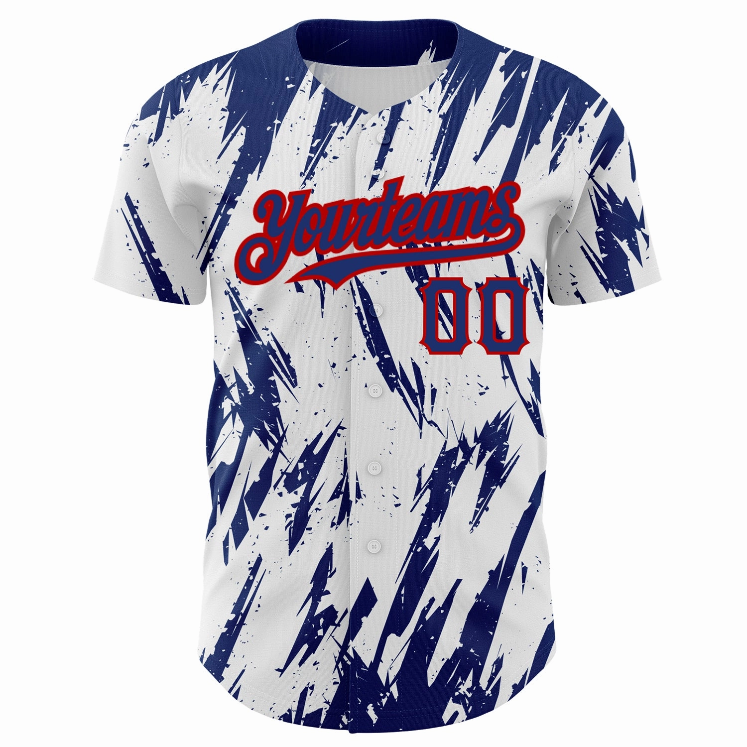 Custom White Royal-Red 3D Pattern Design Abstract Sharp Shape Authentic Baseball Jersey