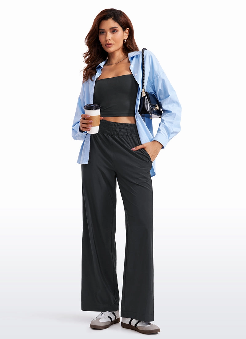 Feathery-Fit Soft High Rise Wide Leg Pants with Pockets 30"