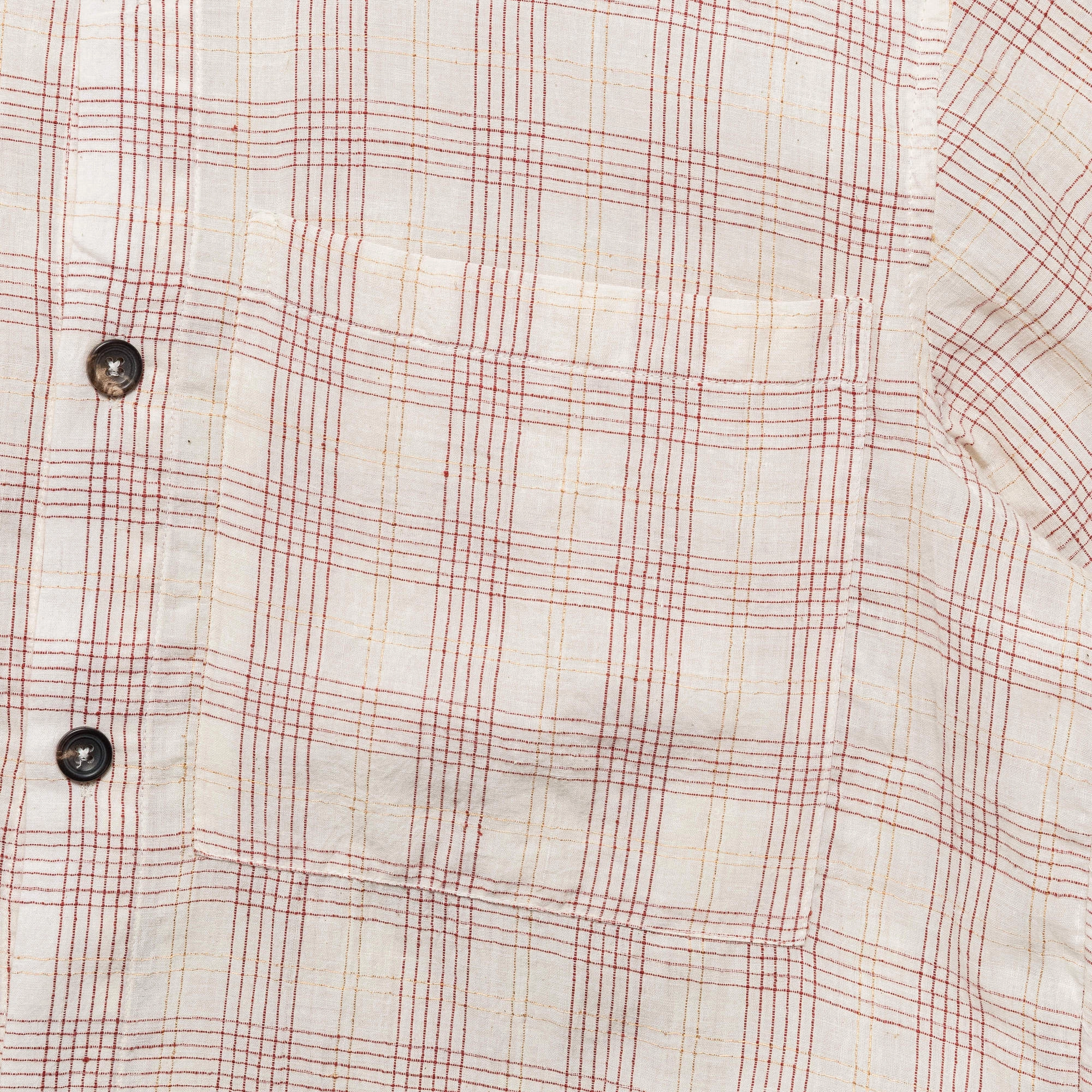 Handloom Shirt LS - Gold Zari Woven Stripes Ecru/Maroon