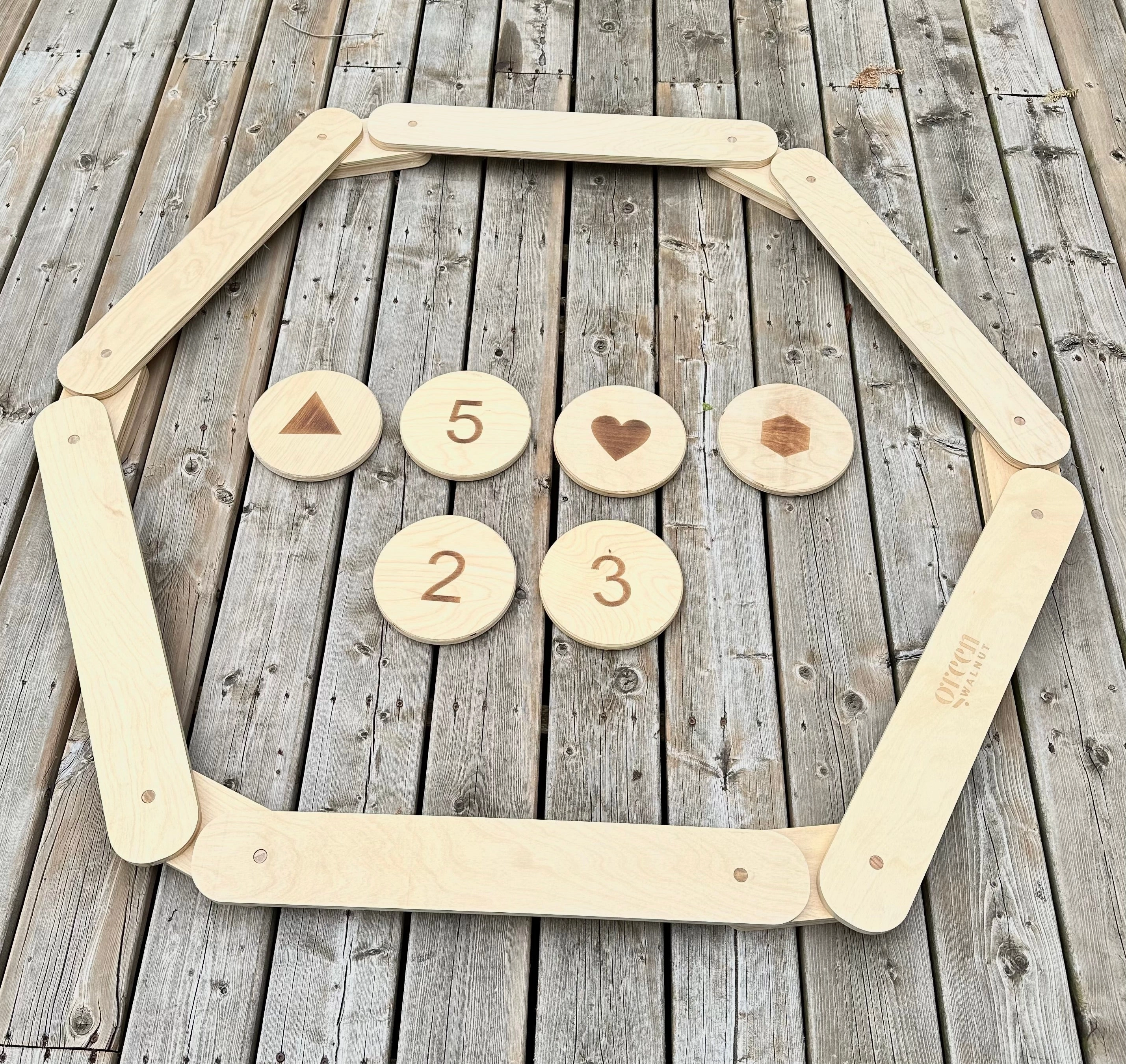 Kids Wooden Balance Beam With Wooden Steeping Stones | 12 Piece Set