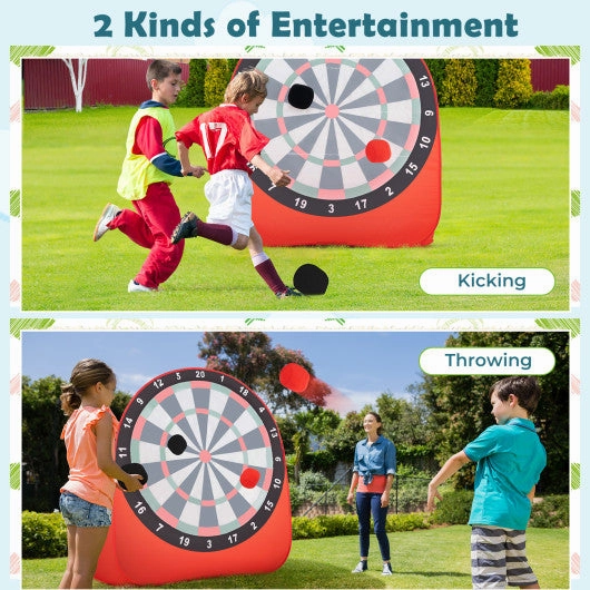 Large Dart Board for Kids With 4 Kick Balls-Red