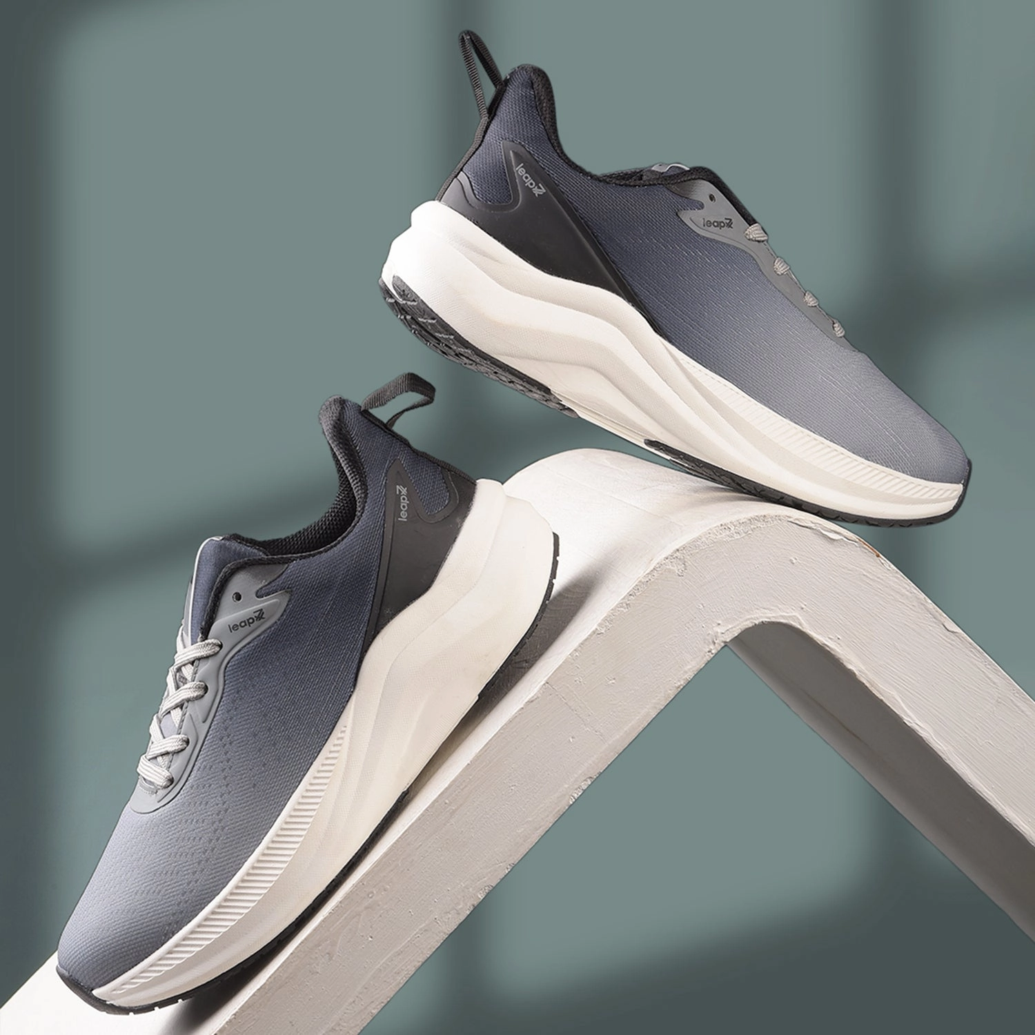 Leap7x Grey Sports Lacing Running Shoes For Men EVERSTAR1E By Liberty