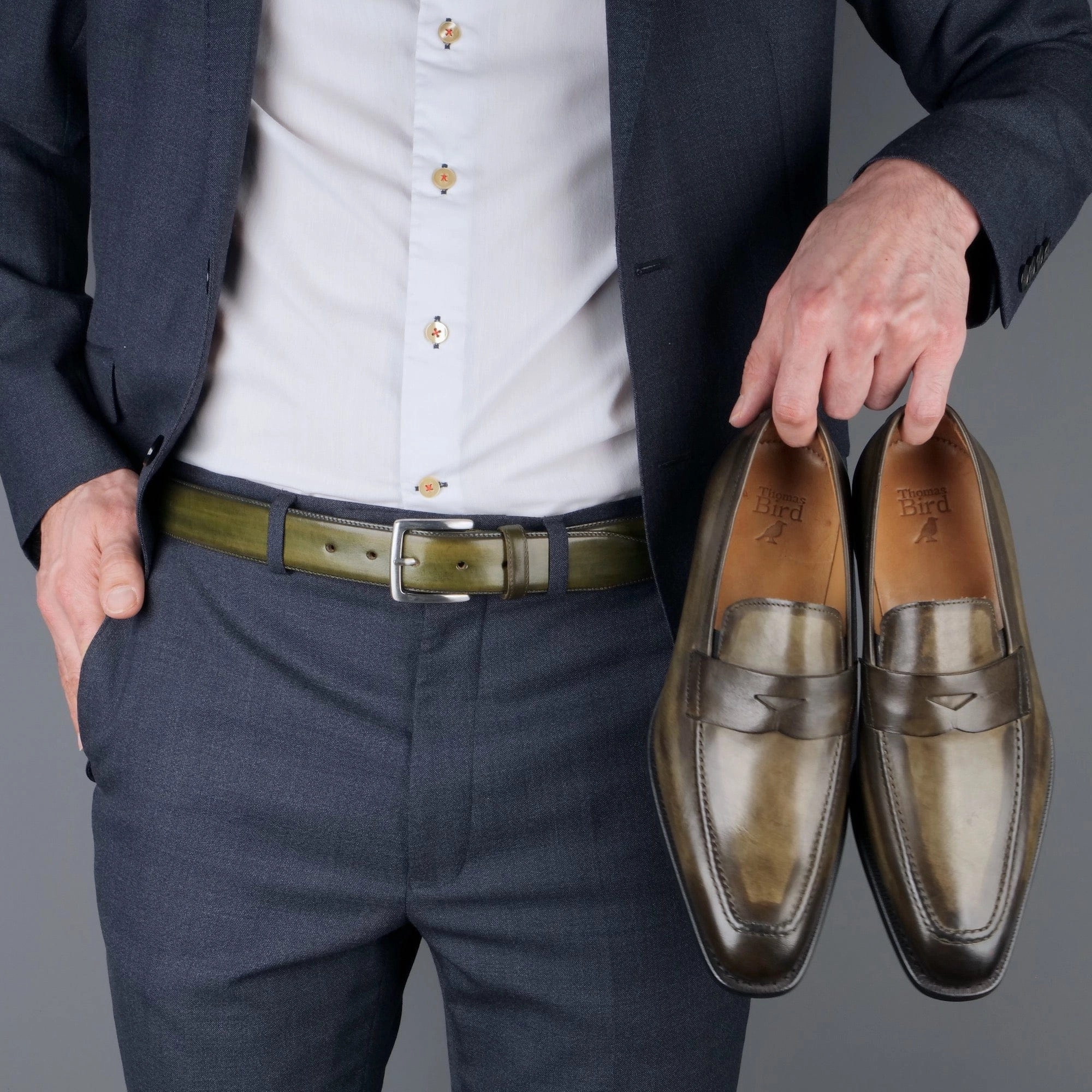 Leather Belt Olive Green