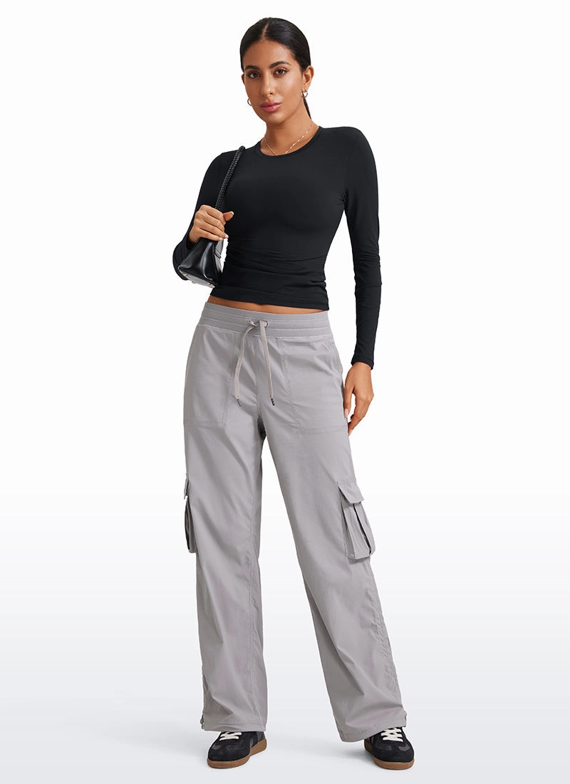 Lightweight Workout Straight Leg Pocket Cargo Pants 30"
