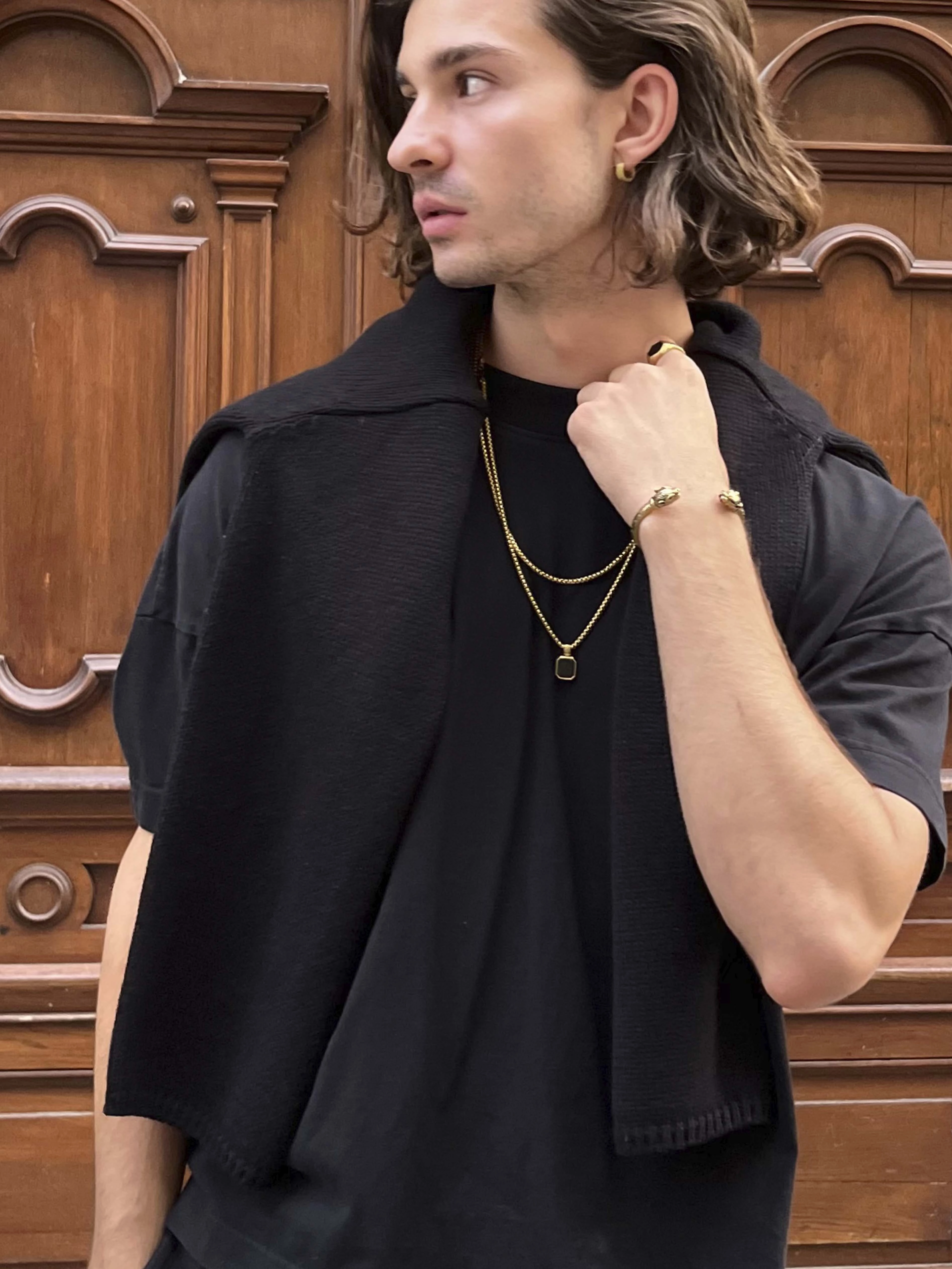 Men's Panther Bangle in Gold