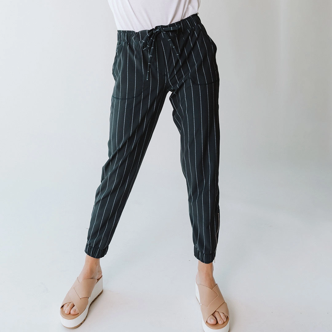 Navy Pinstripe Jetsetters