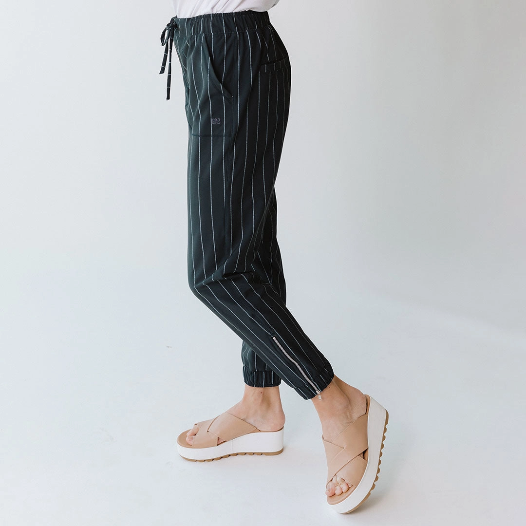 Navy Pinstripe Jetsetters
