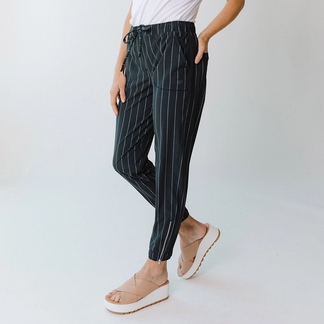 Navy Pinstripe Jetsetters