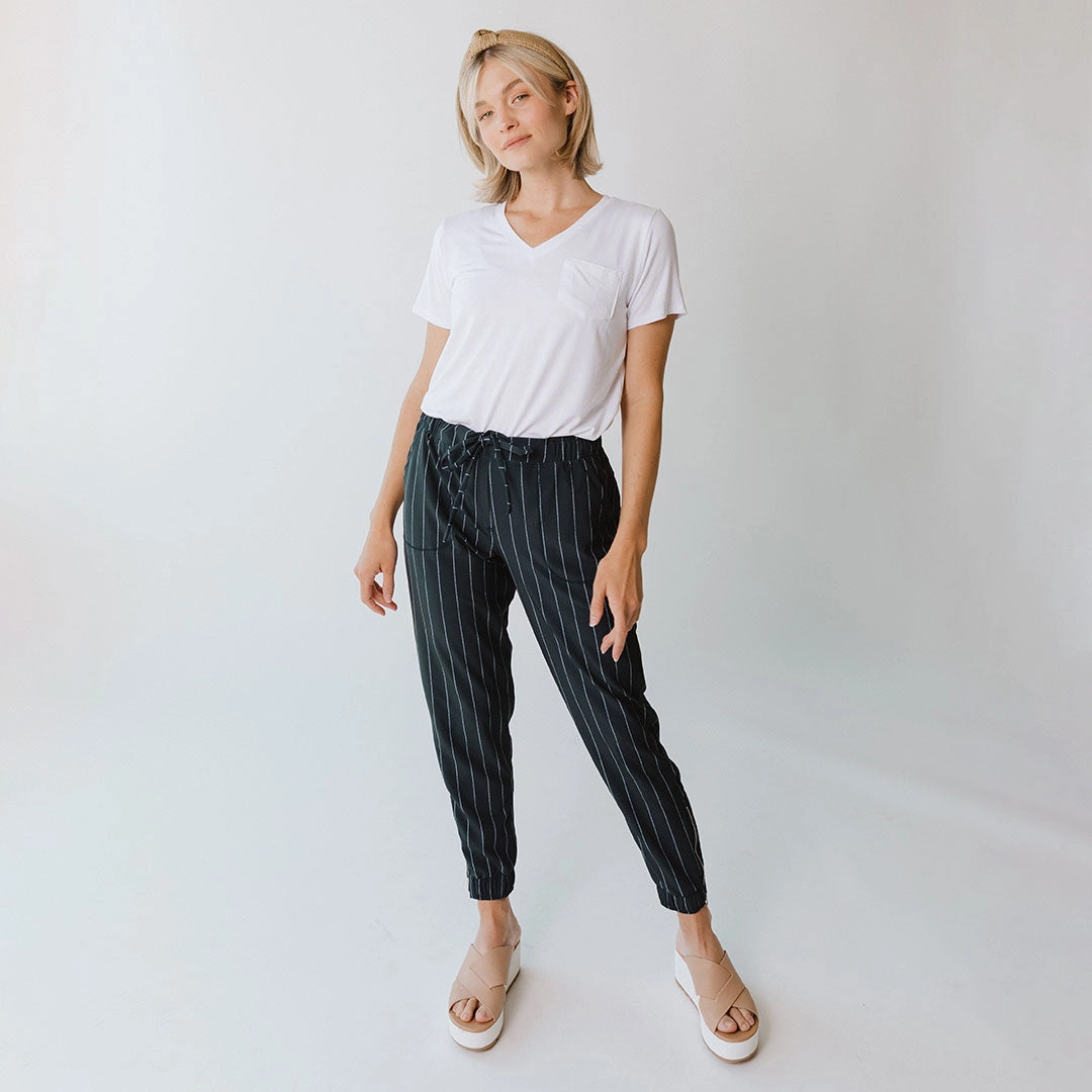 Navy Pinstripe Jetsetters