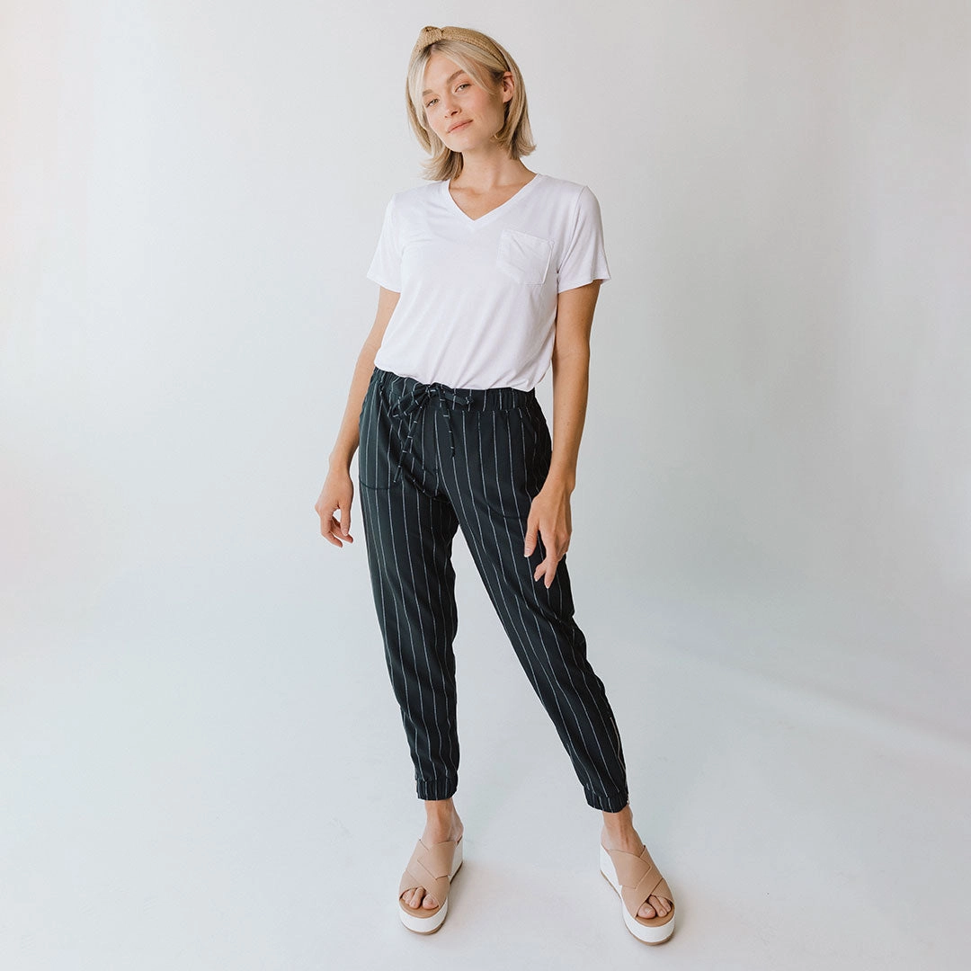 Navy Pinstripe Jetsetters
