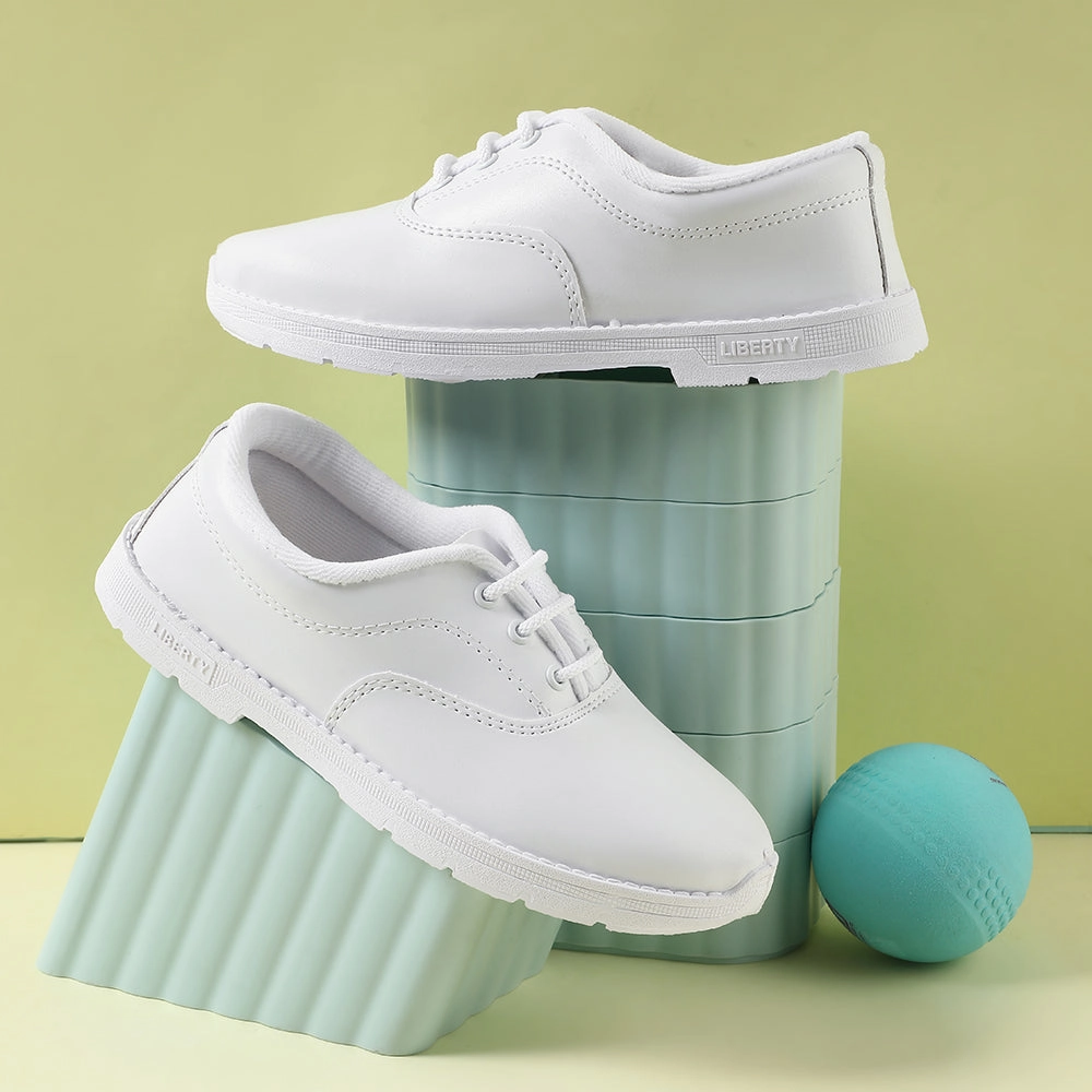 Prefect White Lacing Uniform School Shoes For Kids S/BOY EXCE By Liberty