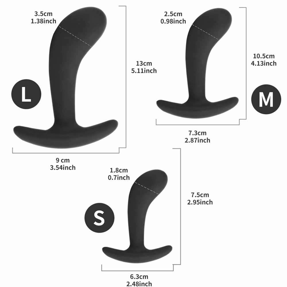 Premium Silicone Black Butt Plug Anal Toy Set Waterproof Prostate & G-Spot Stimulator
