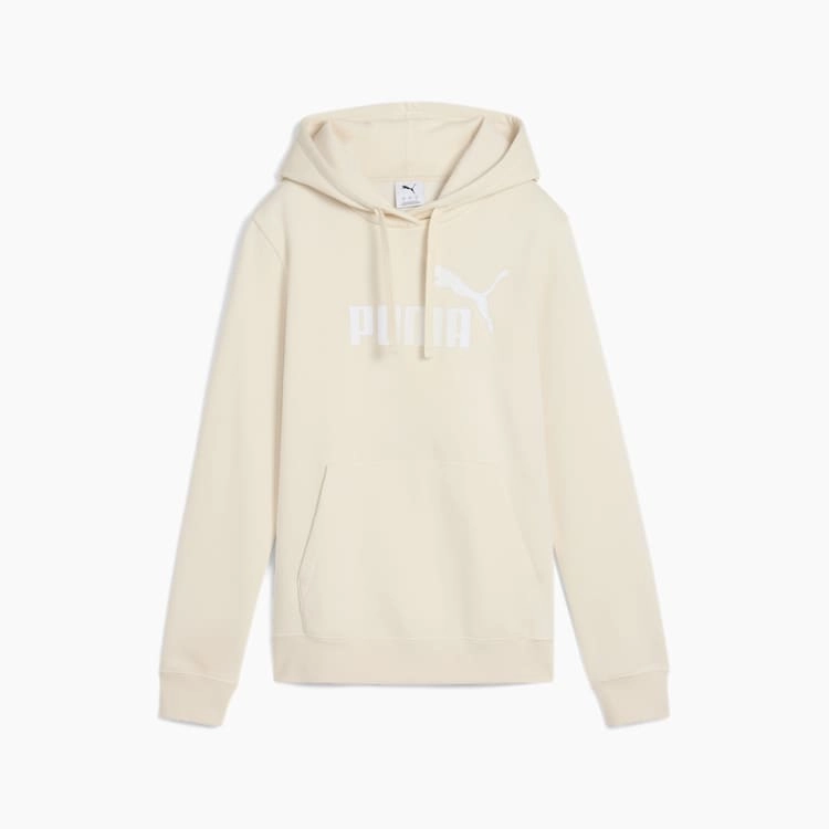 PUMA WOMENS ESSENTIAL LOGO FLEECE HOOD BEIGE